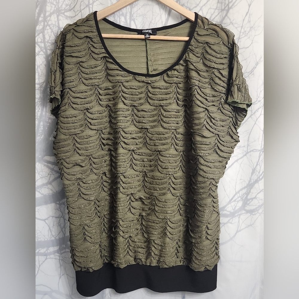 Elementz Olive Green Textured Women’s Top 2X
